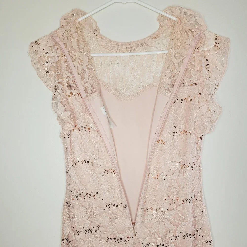 Enfocus Studios Dress Womens Sequin Lace Peach Size 4 Zipper Occasion Wedding - Picture 4 of 9